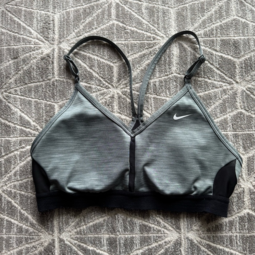 Nike Gray and Black Sports Bra Light Support